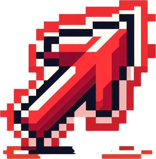 pixel art shape of a red arrow pointing downwards.
Single Game Texture. In-Game asset. 2d. Blank background. High contrast. No shadows.
