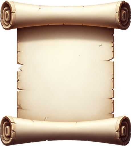 old white scroll unfurled blank no shadows Single Game Texture. In-Game asset. 2d. Blank background. High contrast. No shadows.