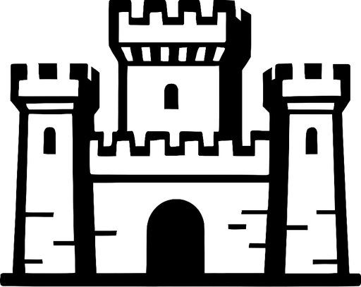 sade 1 tane kraliyet kalesi 2 tane gözcü yeri olsun beyaz renkte olsun.
In-Game asset.  2d.  High contrast.  No shadows