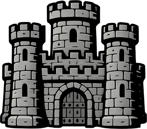 טירה אפורה.
In-Game asset.  2d.  High contrast.  No shadows