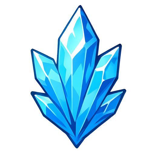 A single ice crystal. anime style.
In-Game asset.  2d.  High contrast.  No shadows