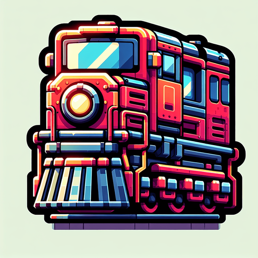 Colorful Train  engine looking  straight with no background ..
Single Game Texture. In-Game asset. 2d. Blank background. High contrast. No shadows.