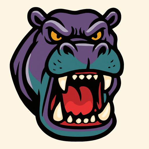 Aggressive hippo.
In-Game asset.  2d.  High contrast.  No shadows