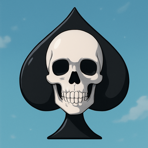 Just the spade with a skull in the center of it. Anime style.