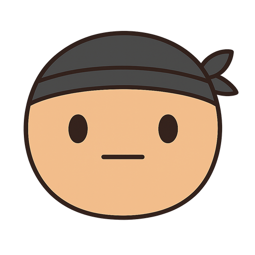 yuvarlak ve başında siyah bandanası var 
. No background. Transparent background. Blank background. No shadows. 2d. In-Game asset. flat