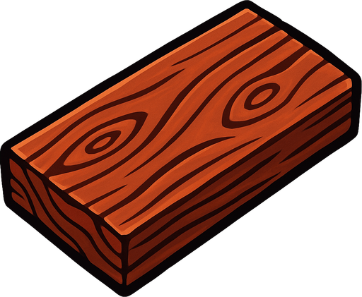 madera marron rojizo.
In-Game asset.  2d.  High contrast.  No shadows