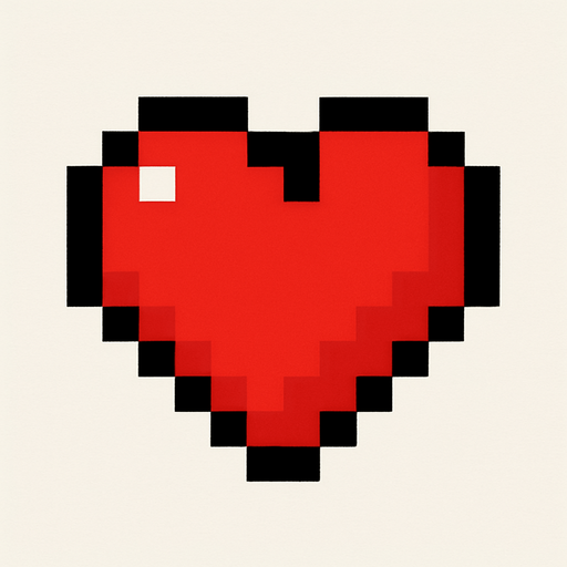 4x4 pixel art heart.
In-Game asset.  2d.  High contrast.  No shadows. retro arcade. Pixel art. 8 bit