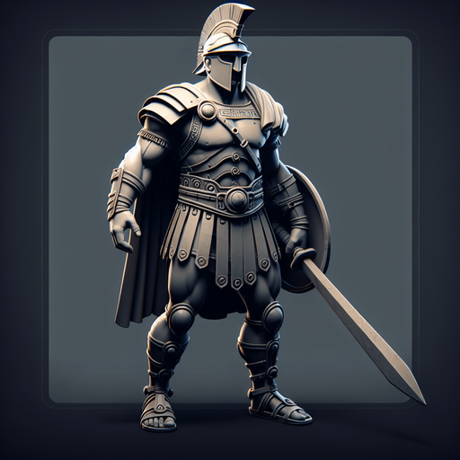 player gladiator MG.
Single Game Texture.  In-Game asset.  2d.  Blank background.  High contrast.  No shadows