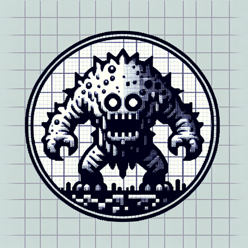 Monster.
Single Game Texture. In-Game asset. 2d. Blank background. High contrast. No shadows.