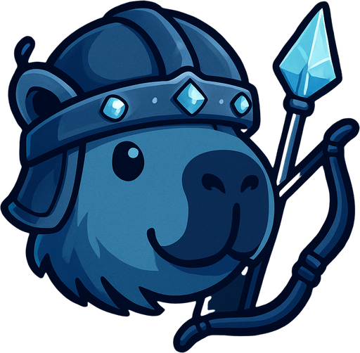 Elimina la resortera. Añadele un arco y una fleca con la punta de hielo. Dale unos colores mas frios a la ilsutracion. Adorna el casco con piedras birllantes celestes.