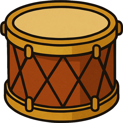 Drum in professor Layton game style.
In-Game asset.  2d.  High contrast.  No shadows