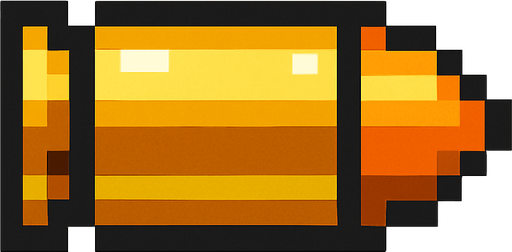 Una solo bala pixelar.
In-Game asset.  2d.  High contrast.  No shadows