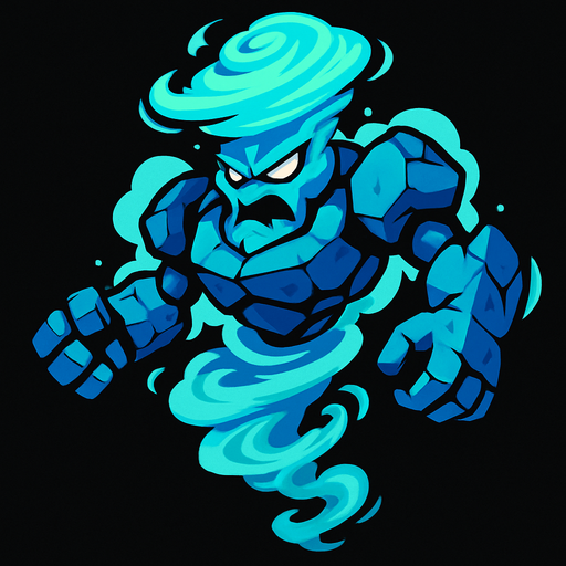 uçan fırtına golem.
In-Game asset.  2d.  High contrast.  No shadows