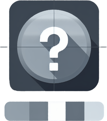 An interface element which is a gray circle with a question mark inside it..
Single Game Texture. In-Game asset. 2d. Blank background. High contrast. No shadows.