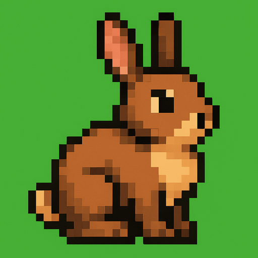 Pixel Rabbit.
In-Game asset.  2d.  High contrast.  No shadows