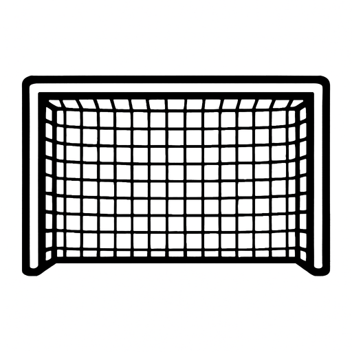 Yatay, beyaz, dikdörtgen futbol kalesi filesi.
In-Game asset.  2d.  High contrast.  No shadows