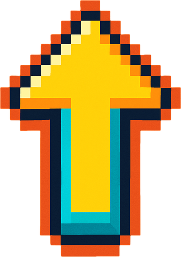 pixelart arrow up.
In-Game asset.  2d.  High contrast.  No shadows