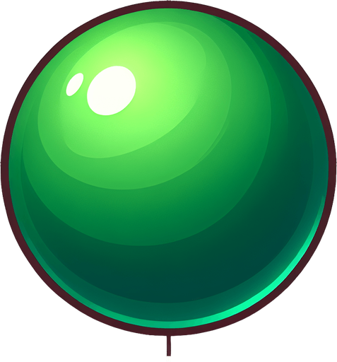 green ball.
Single Game Texture. In-Game asset. 2d. Blank background. High contrast. No shadows.