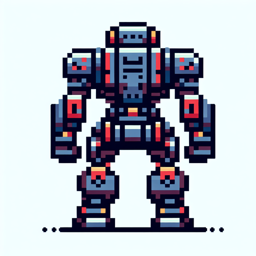 simple 8 bit robot from behind.
Single Game Texture. In-Game asset. 2d. Blank background. High contrast. No shadows.