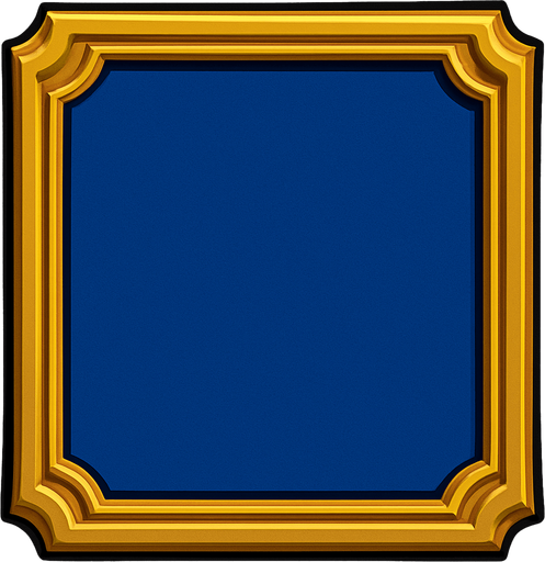 Golden framed blue panel.
In-Game asset.  2d.  High contrast.  No shadows