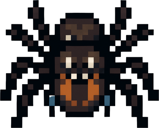 Spider pixel.
In-Game asset.  2d.  High contrast.  No shadows
