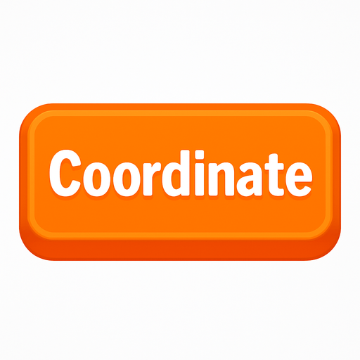 Button "Coordinate". orange color
In-Game asset.  High contrast.  No shadows. 3D