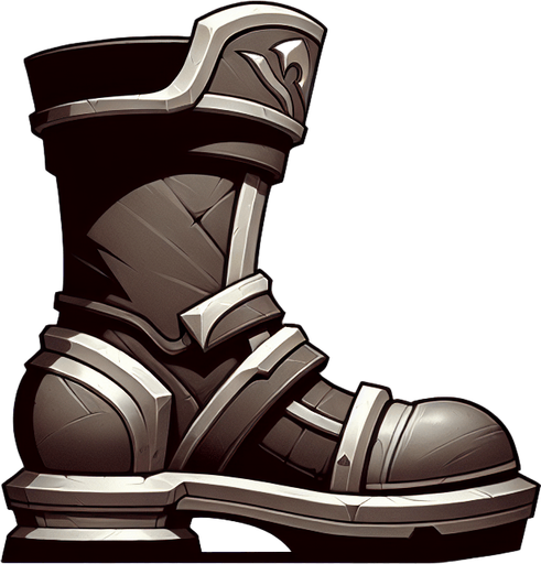 Warcraft 3 art of a boot. Side-view..
Single Game Texture. In-Game asset. 2d. Blank background. High contrast. No shadows.