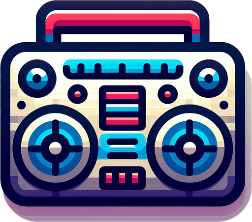 A boombox icon Single Game Texture. In-Game asset. 2d. Blank background. High contrast. No shadows.