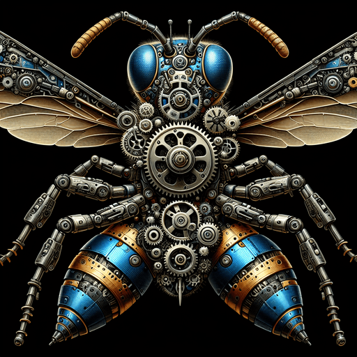 A mechanical wasp.
Single Game Texture. In-Game asset. 2d. Blank background. High contrast. No shadows.