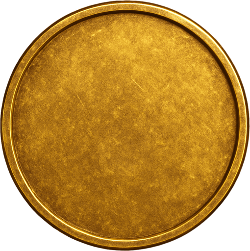 Coin, üstten görünüm, gerçekçi, yazısız.
In-Game asset.  High contrast.  No shadows