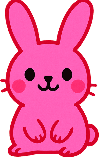 sevimli pembe tavşan.
High contrast.  No shadows
