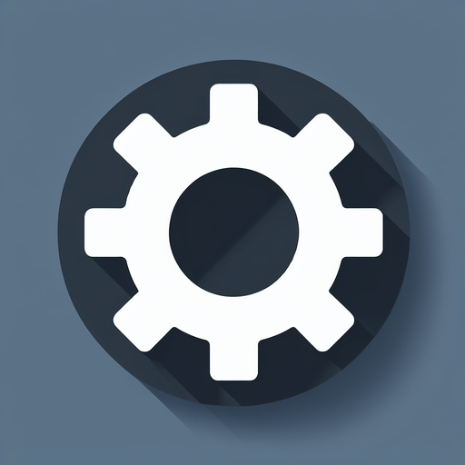 UI cog icon. white.
2d.  No shadows