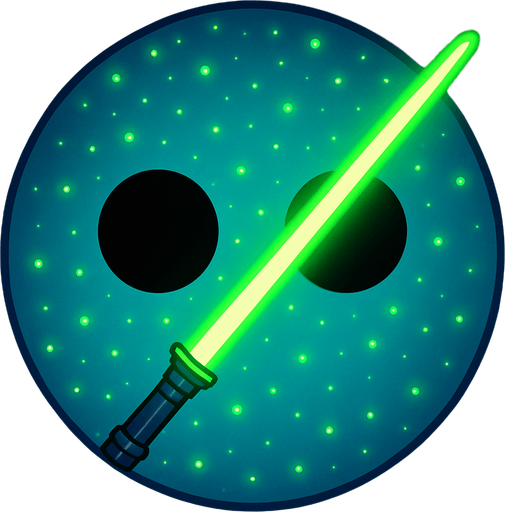 eline parlak yeşil bir kılıç ekle