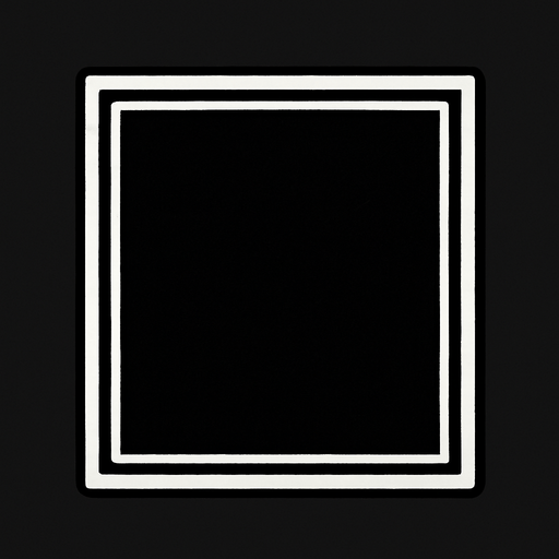 Black rectancle with simple white lined frame.
In-Game asset.  2d.  High contrast.  No shadows