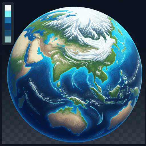 planet earth.
Single Game Texture.  In-Game asset.  2d.  Blank background.  High contrast.  No shadows