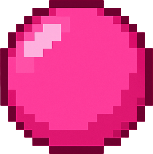 pixel art pink circle.
In-Game asset.  2d.  High contrast.  No shadows