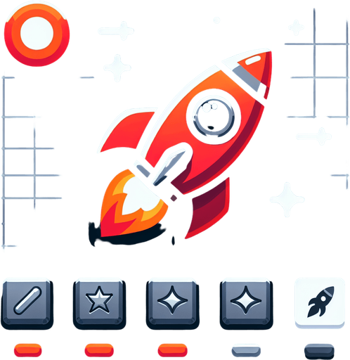 rocket powerups.
Single Game Texture.  In-Game asset.  2d.  Blank background.  High contrast.  No shadows