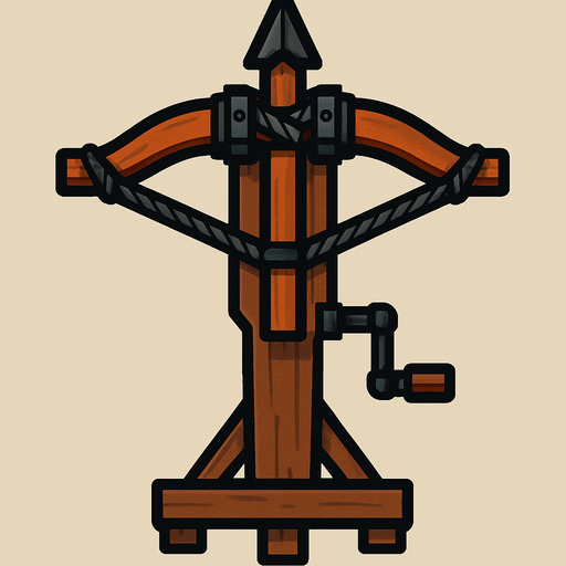 vertical top down balista medieval.
In-Game asset.  2d.  High contrast.  No shadows