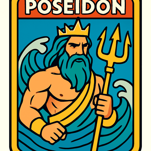 poseidon card.
In-Game asset.  2d.  High contrast.  No shadows
