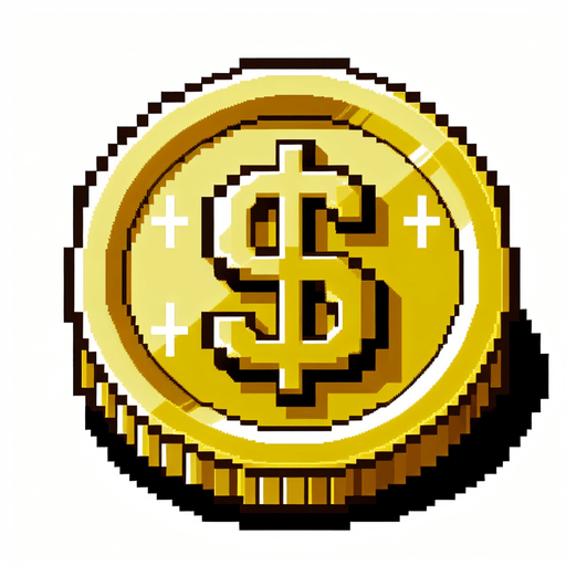 gold coin, $ sign on it, snes art.
Single Game Texture.  In-Game asset.  2d.  Blank background.  High contrast.  No shadows