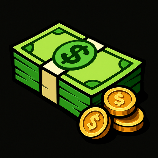 money.
In-Game asset.  2d.  High contrast.  No shadows
