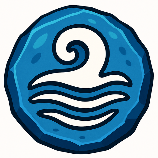 Pierre élément eau.
In-Game asset.  2d.  High contrast.  No shadows