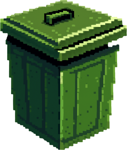 çöp kutusu.
In-Game asset.  2d.  High contrast.  No shadows. pixel art