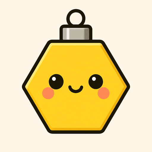 Perfectly hexagon yellow Christmas decoration. Cartoon style. Cute art style. Simple vector style.