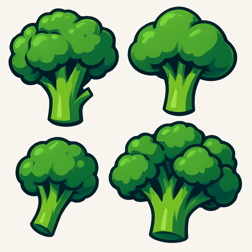 Pack of different broccoli.
In-Game asset.  High contrast.  No shadows. 3D