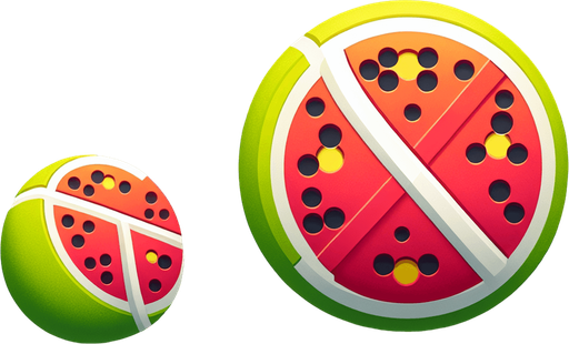 Тенисный мячик разрезыный и неращрещаный для игры похожой на фрукт ниндзя они как будто разные объекты 2д игра.
Single Game Texture. In-Game asset. 2d. Blank background. High contrast. No shadows.