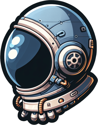 An astronauts helmet. Side profile. Cartoon..
Single Game Texture.  In-Game asset.  2d.  Blank background.  High contrast.  No shadows