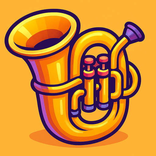 tuba.
In-Game asset. 3d.  High contrast.  No shadows