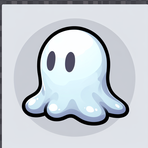 Un slime fantasmal RPG con estilo suave y simple.
Single Game Texture.  In-Game asset.  2d.  Blank background.  High contrast.  No shadows