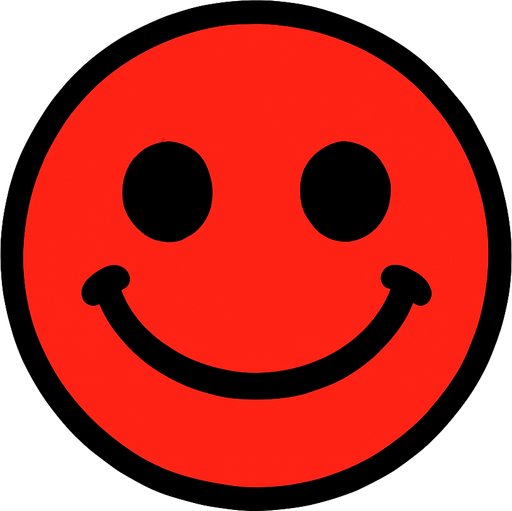 red smiley ball.
In-Game asset.  2d.  High contrast.  No shadows